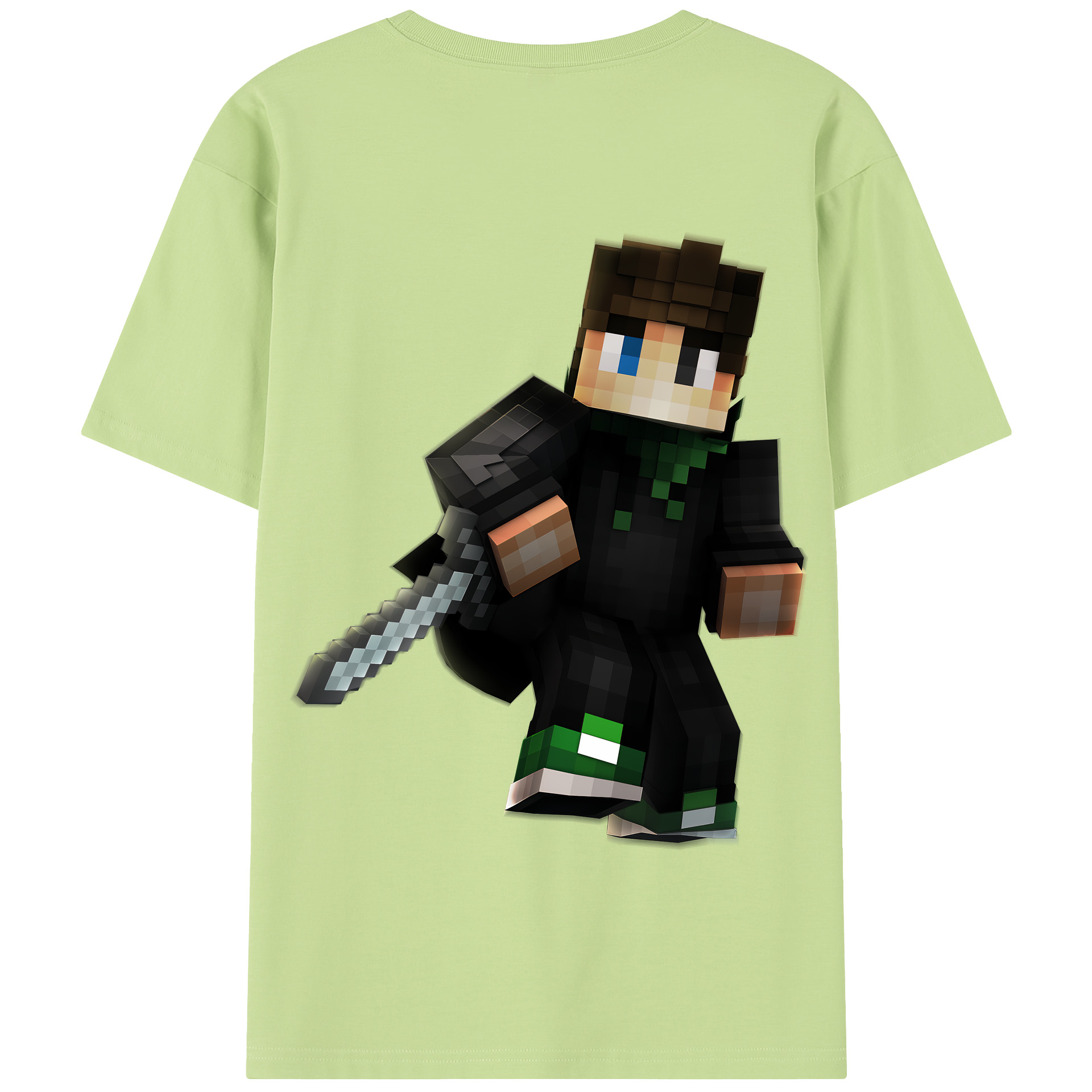 （画像用） マインクラフト ブロックの世界 Minecraft MC Block world 綿100％半袖Tシャツ（背面プリント）